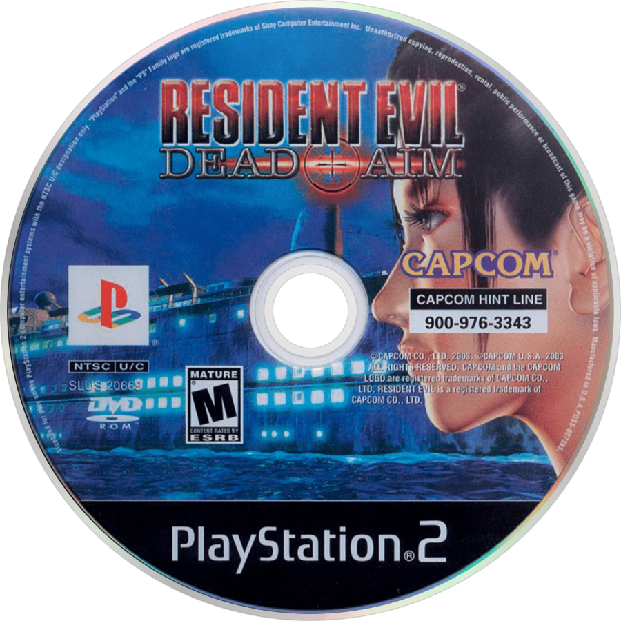 Resident Evil Dead Aim PS2 PlayStation 2 survival horror light gun shooter third person action zombie horror Umbrella Corporation biohazard gameplay retro video game disc