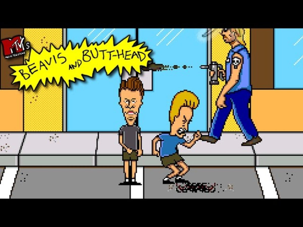 Beavis and Butt-Head Sega Genesis GEN video game featuring side scrolling action platforming gameplay iconic MTV animated characters Beavis and Butt-Head rock music inspired adventure humor filled missions suburban exploration enemy encounters object collecting obstacles and hazards outrageous cartoon antics comedy themed challenges and classic 16 bit Sega gaming retro video game collection collectible gaming appeal gameplay