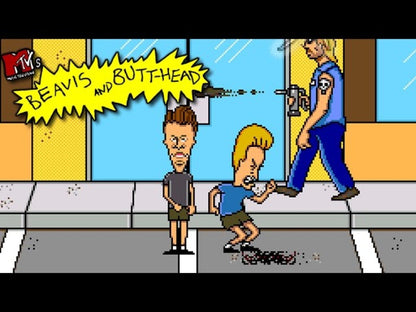 Beavis and Butt-Head Sega Genesis GEN video game featuring side scrolling action platforming gameplay iconic MTV animated characters Beavis and Butt-Head rock music inspired adventure humor filled missions suburban exploration enemy encounters object collecting obstacles and hazards outrageous cartoon antics comedy themed challenges and classic 16 bit Sega gaming retro video game collection collectible gaming appeal gameplay