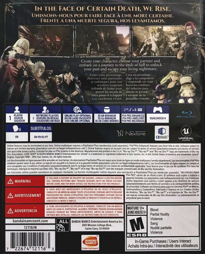 Code Vein back cover art for PlayStation 4 (PS4) video game. 
