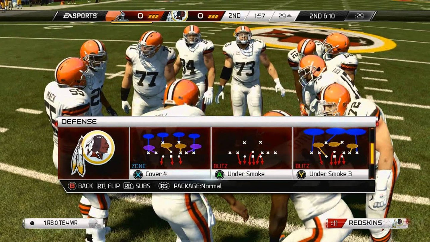 Madden NFL 25 Xbox One video game, American football sports simulation, NFL teams and players, updated gameplay and modes, console title gameplay screenshot
