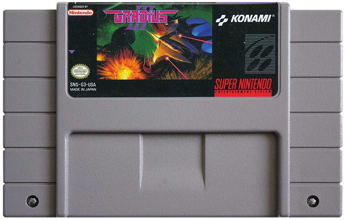 Gradius III cartridge for Super Nintendo Entertainment System (SNES) retro video game