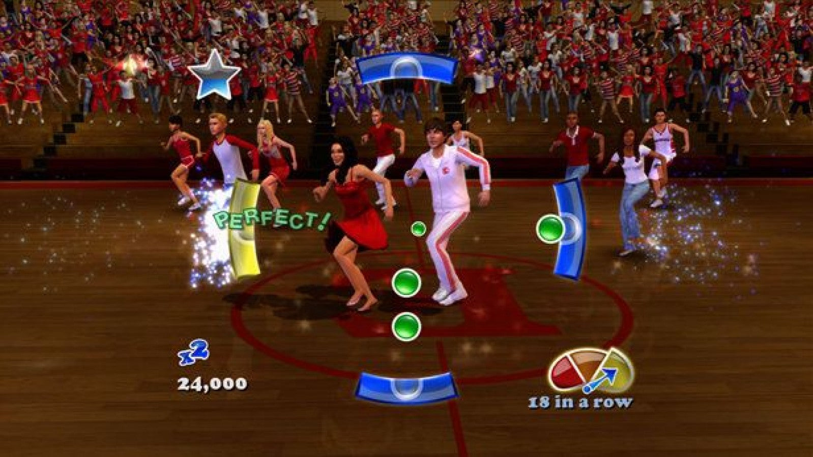 Disney High School Musical 3: Senior Year Dance gameplay for PlayStation 2 (PS2) music rhythm dance video game based on High School Musical 3: Senior Year