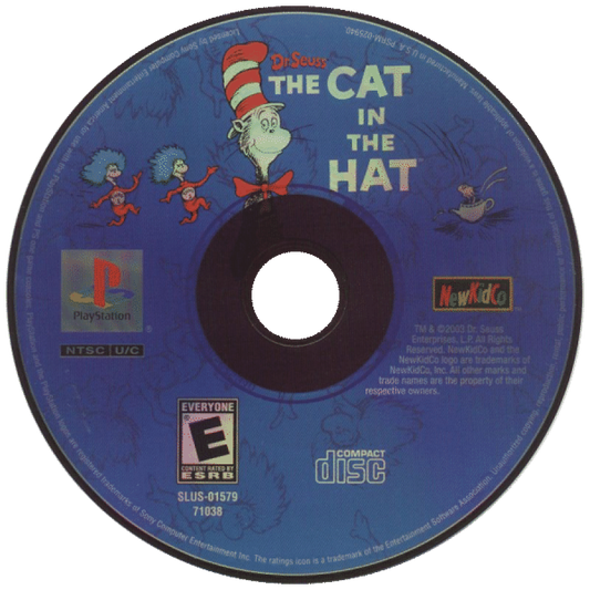 The Cat in the Hat disc for PlayStation 1 (PS1) family platformer video game