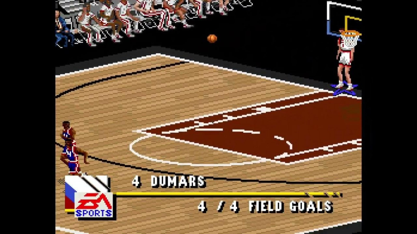 NBA Live 96 Super Nintendo Entertainment System SNES basketball simulation video game EA Sports full season mode box scores player rosters 90s sports video game gameplay screenshot