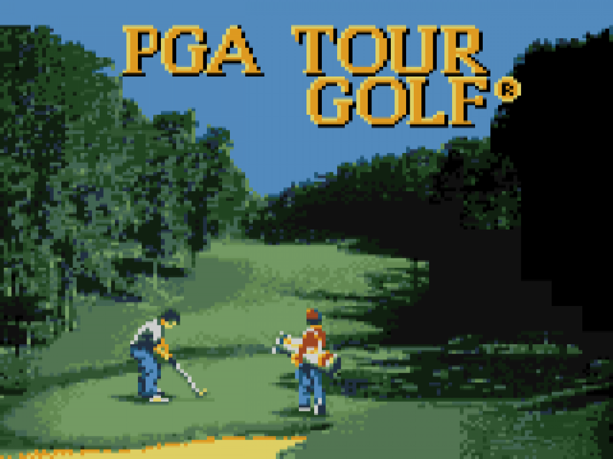 PGA Tour Golf gameplay for Sega Game Gear cover art for golf video game. 