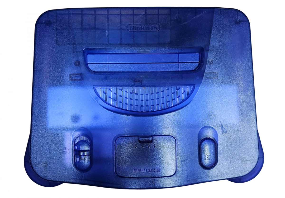 Nintendo 64 N64 System Funtastic Grape with Third Party Controller Good Condition Nintendo 64 gaming console featuring Funtastic Grape purple design third party controller classic Nintendo hardware retro video game system home gaming setup collectible console and gaming collection appeal top
