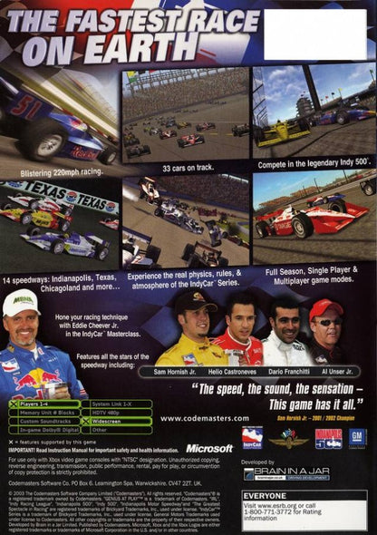 IndyCar Series – Xbox (XBOX) Back Cover Art Video Game 