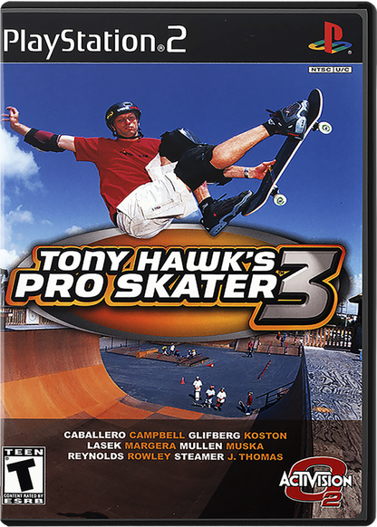 Tony Hawk's Pro Skater 3 – PlayStation 2 (PS2) video game cover image, skateboarding sports action.