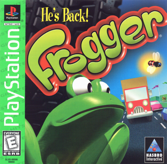 Frogger Greatest Hits PlayStation 1 PS1 for action puzzle retro video game fans featuring classic arcade gameplay road crossing river hopping challenging obstacles fast paced reflexes colorful environments timeless family friendly fun collectible gaming appeal front cover art