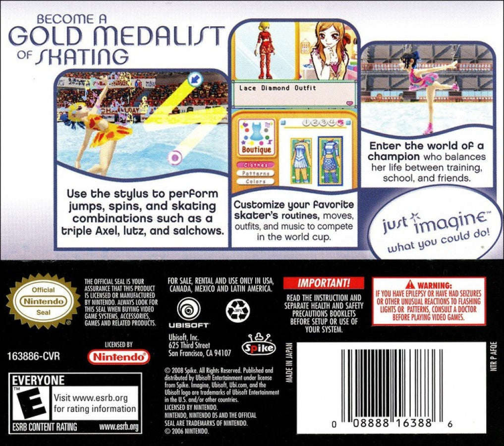 Imagine: Figure Skater back of case for Nintendo DS (DS) figure skating sports simulation video game