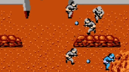 Commando game for the Nintendo Entertainment System featuring top down run and gun gameplay with continuous shooting grenade attacks and mission based stages as players advance through enemy territory in an arcade style military setting gameplay