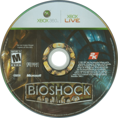 BioShock disc for Xbox 360 (X360) first-person shooter video game