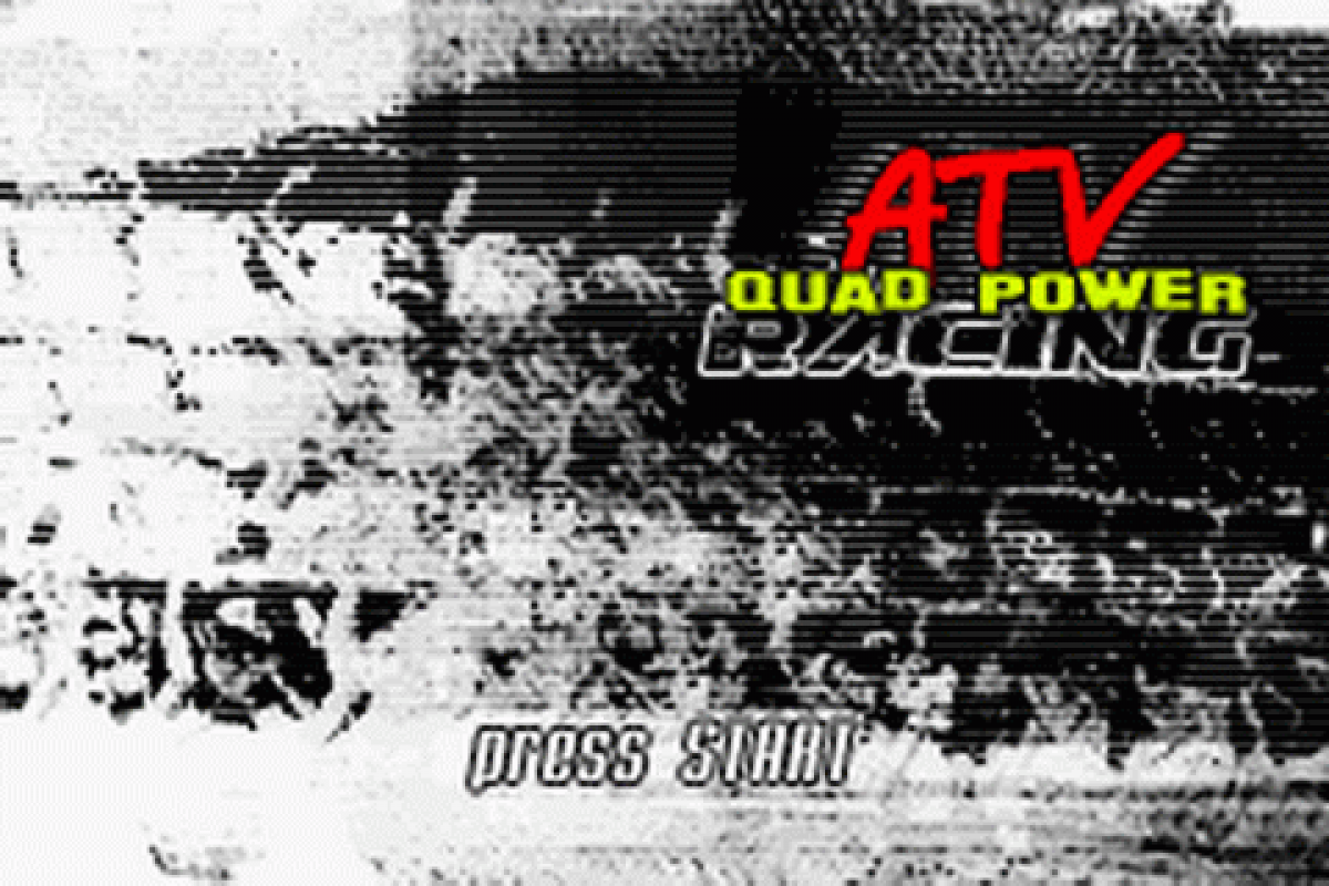 ATV Quad Power Racing for Game Boy Advance, title screen for an off-road racing video game with quad bike gameplay, track challenges, stunt elements, and fast-paced competition
