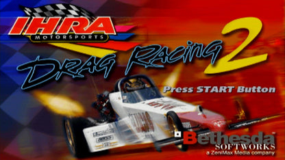 IHRA Drag Racing 2 title screen for PlayStation 2 (PS2) video game