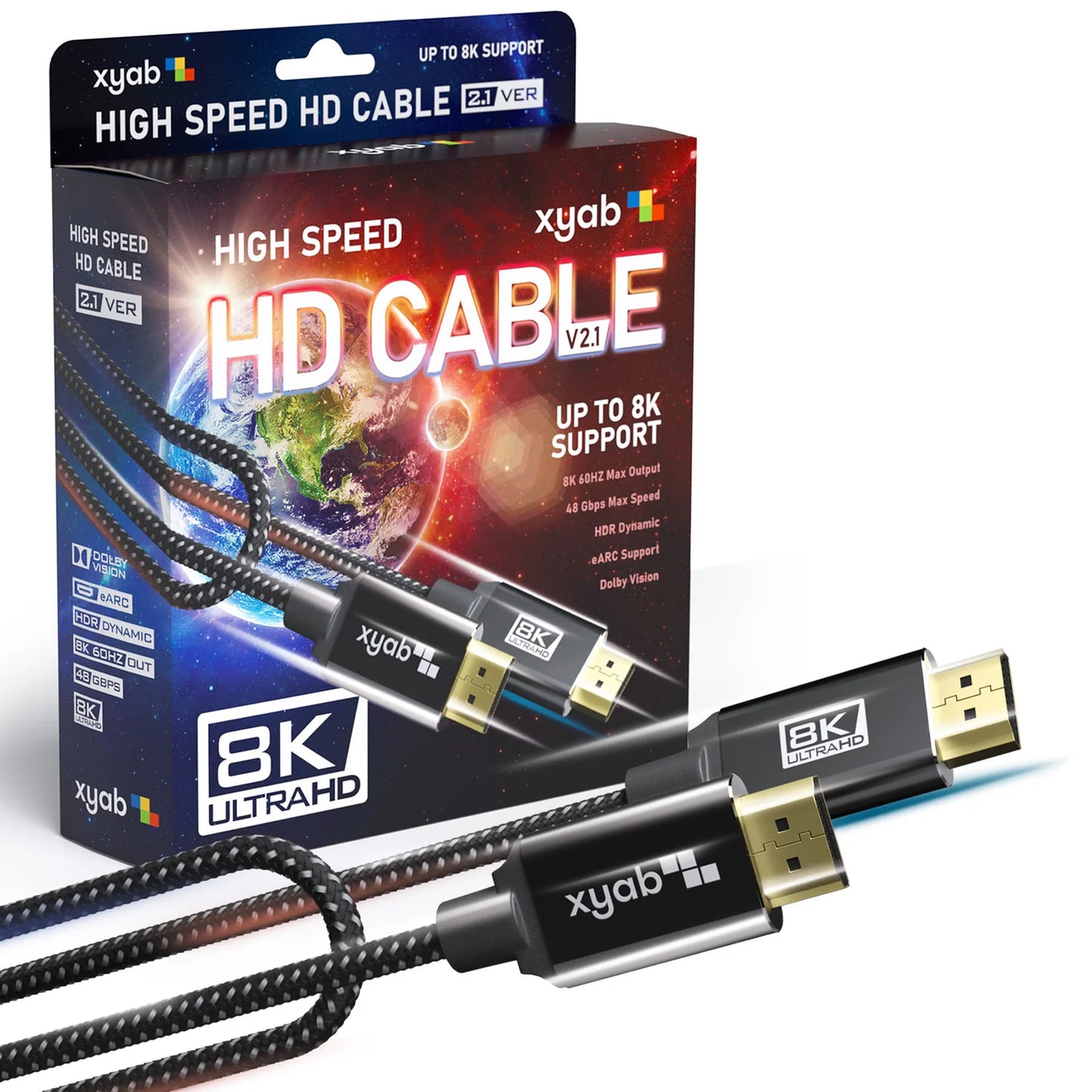 Universal HD 2.1 ultra high speed cable featuring 8K support, high bandwidth performance, and reliable video and audio transmission