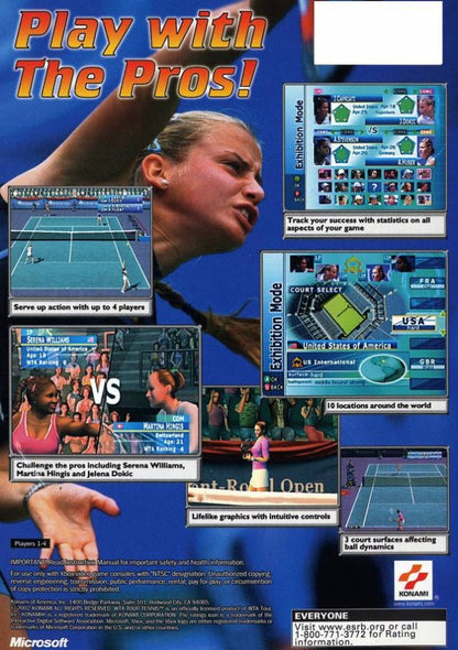 WTA Tour Tennis back cover art for Xbox (XBOX) video game