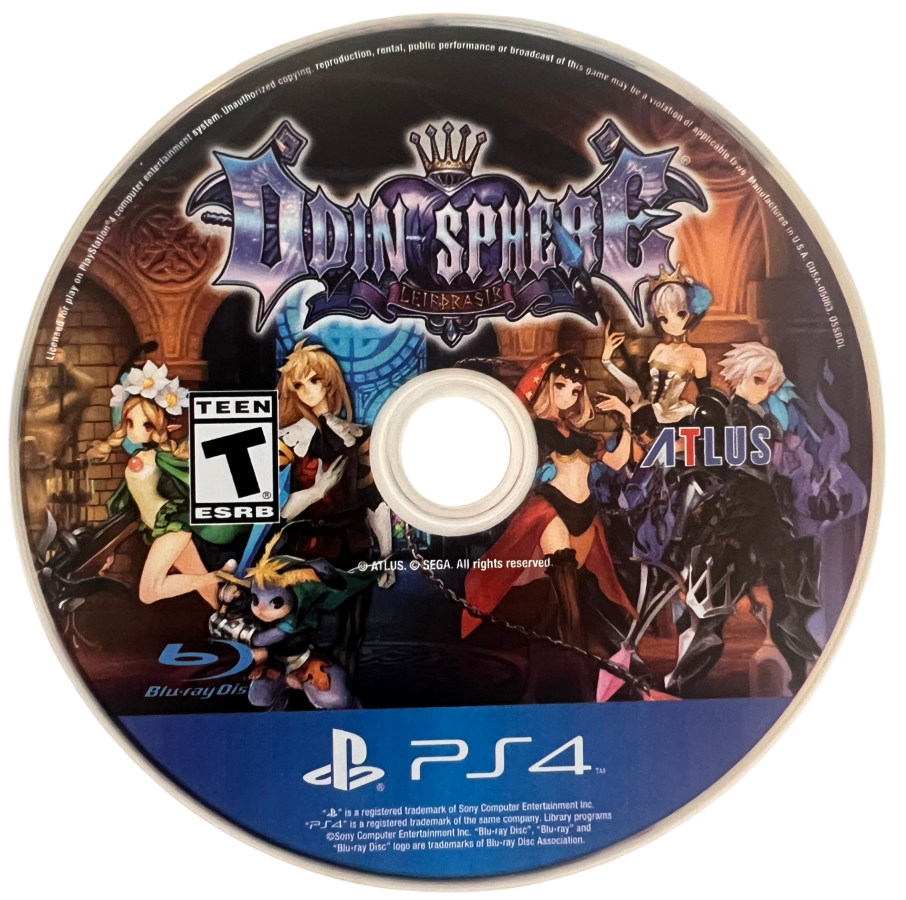 Odin Sphere Leifthrasir Storybook Edition retro PlayStation 4 video game featuring fantasy action RPG combat, side scrolling adventure, anime storytelling and mythological gameplay - disc