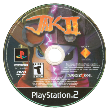Jak II disc art for PlayStation 2 (PS2) video game