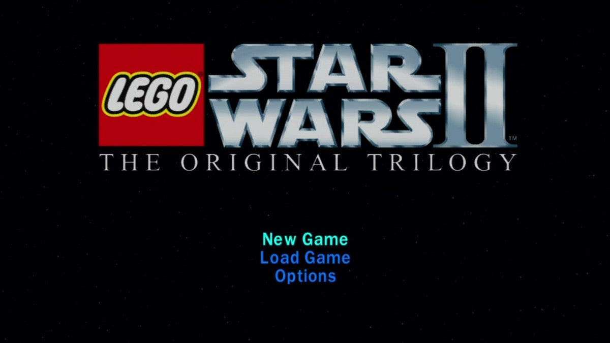 LEGO Star Wars II: The Original Trilogy start screen for Xbox 360 (X360) action-adventure sci-fi video game 