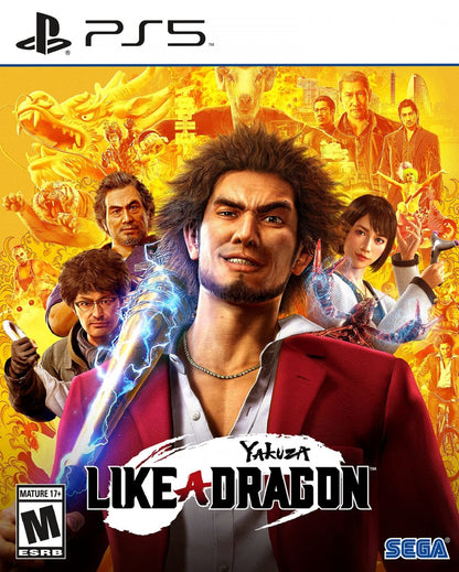 Yakuza Like a Dragon PS5 game featuring turn-based RPG combat, cinematic storytelling, and an immersive modern crime drama adventure front cover 