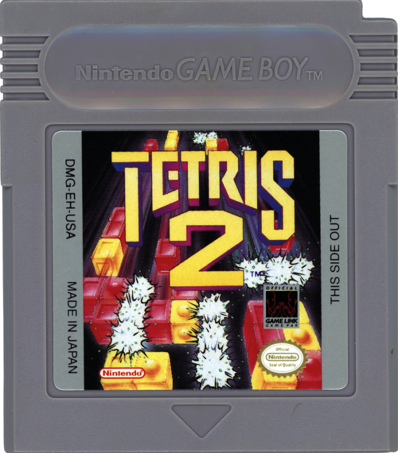 Tetris 2 for Game Boy, cartridge for a puzzle video game with block-matching gameplay, strategic challenges, level progression, and classic handheld action