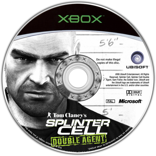 Tom Clancy’s Splinter Cell Double Agent for Xbox featuring stealth espionage action visuals disc