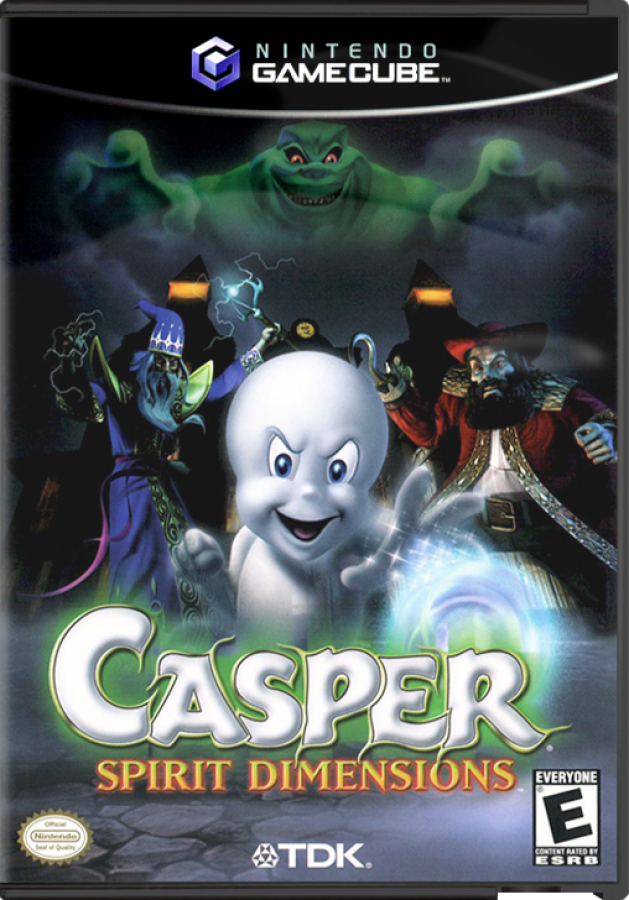 Casper Spirit Dimensions for GameCube featuring family friendly action adventure gameplay with light puzzle elements front cover