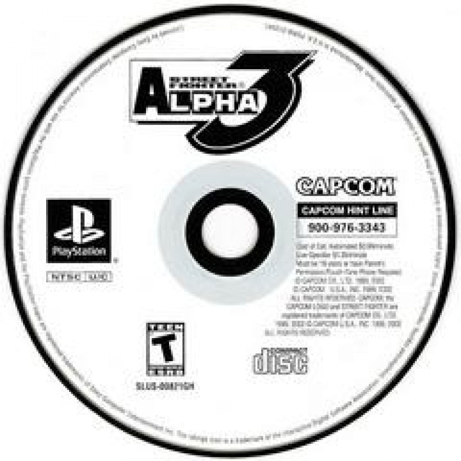 Game disc for 'Street Fighter Alpha 3' by Capcom on a white background