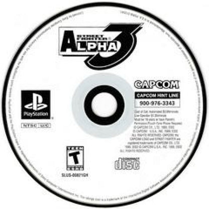 Game disc for 'Street Fighter Alpha 3' by Capcom on a white background