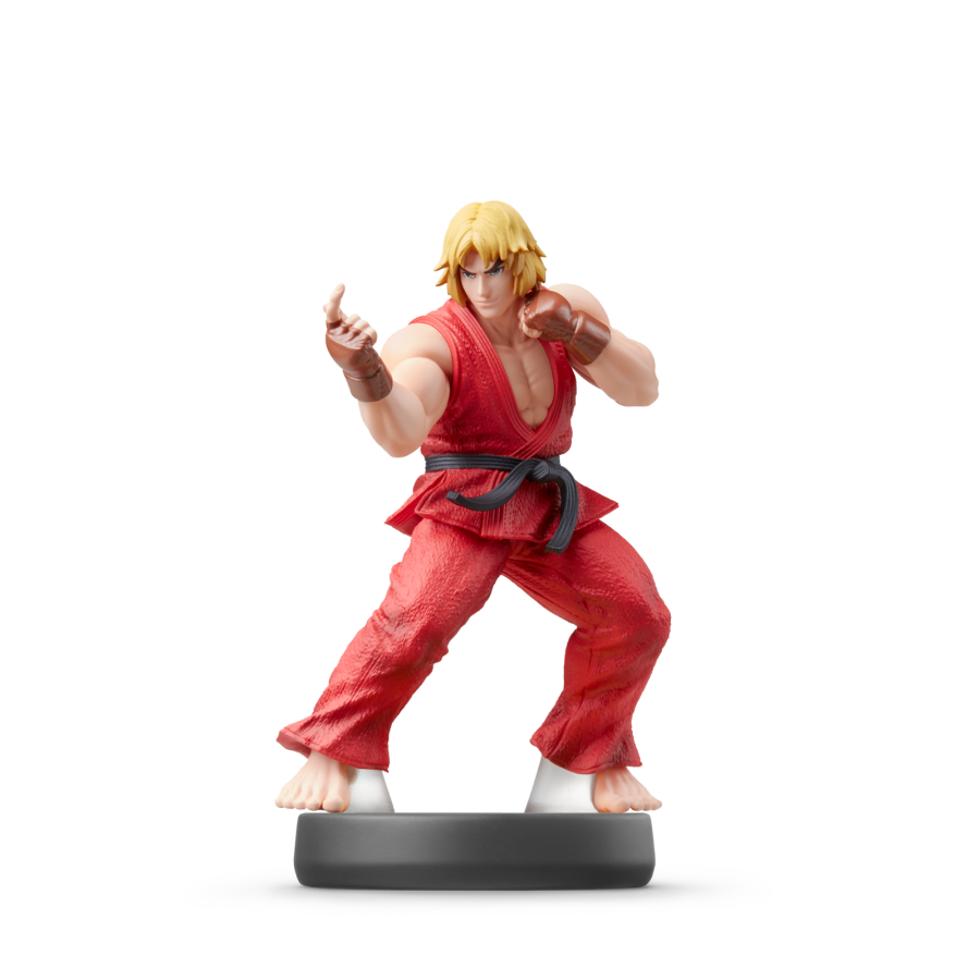 Ken Super Smash Bros series amiibo figure Street Fighter rival Ryu with fiery Shoryuken and classic red gi NFC training compatible for Nintendo Switch Wii U 3DS