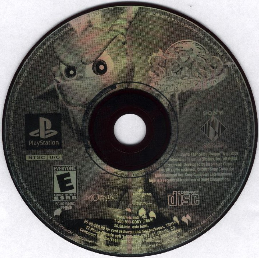 Spyro: Year of the Dragon [Greatest Hits] – PlayStation 1 (PS1) disc for retro video game