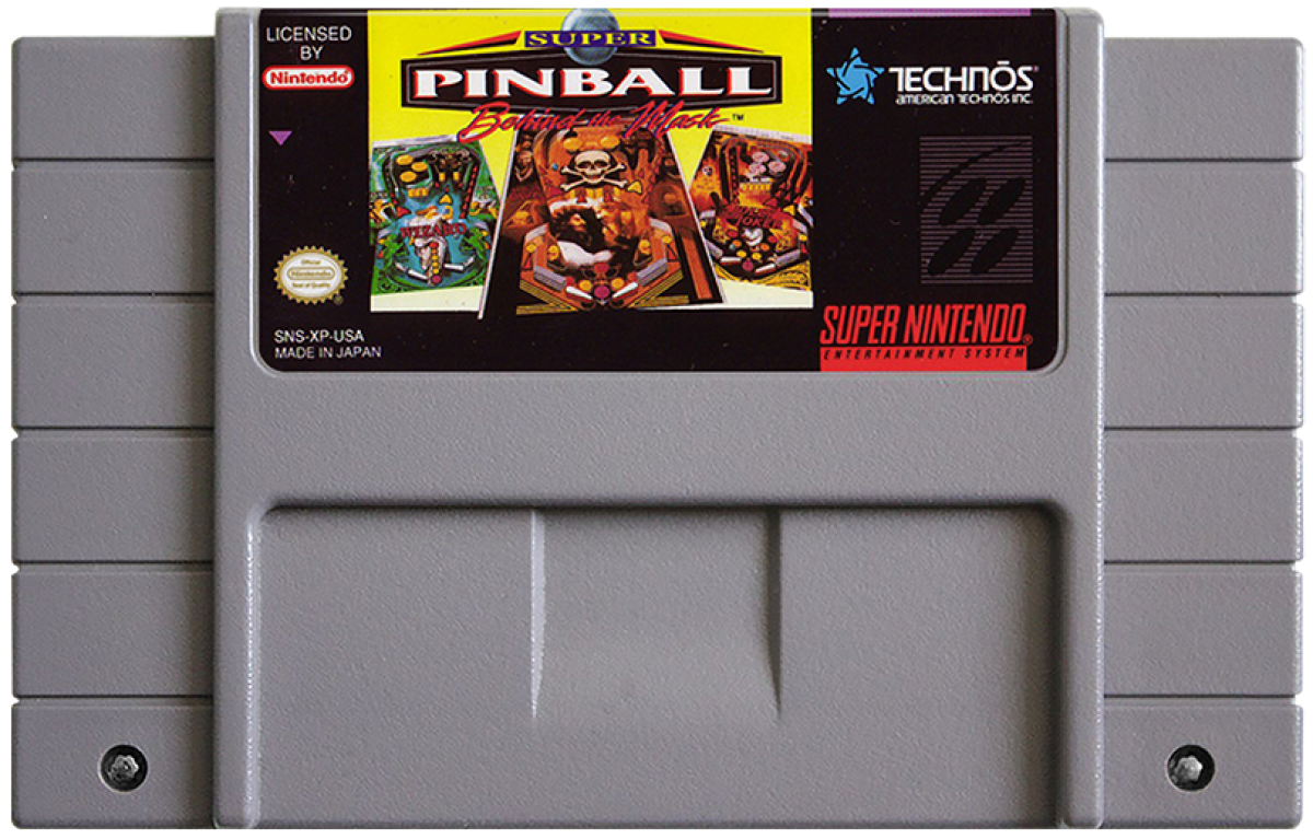 Super Pinball Behind the Mask cartridge for Super Nintendo Entertainment System SNES retro video game