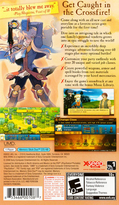 Wild Arms XF back cover art for Playstation Portable (PSP)