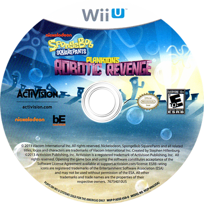 SpongeBob SquarePants: Plankton's Robotic Revenge disc art for Nintendo Wii U (WiiU) video game