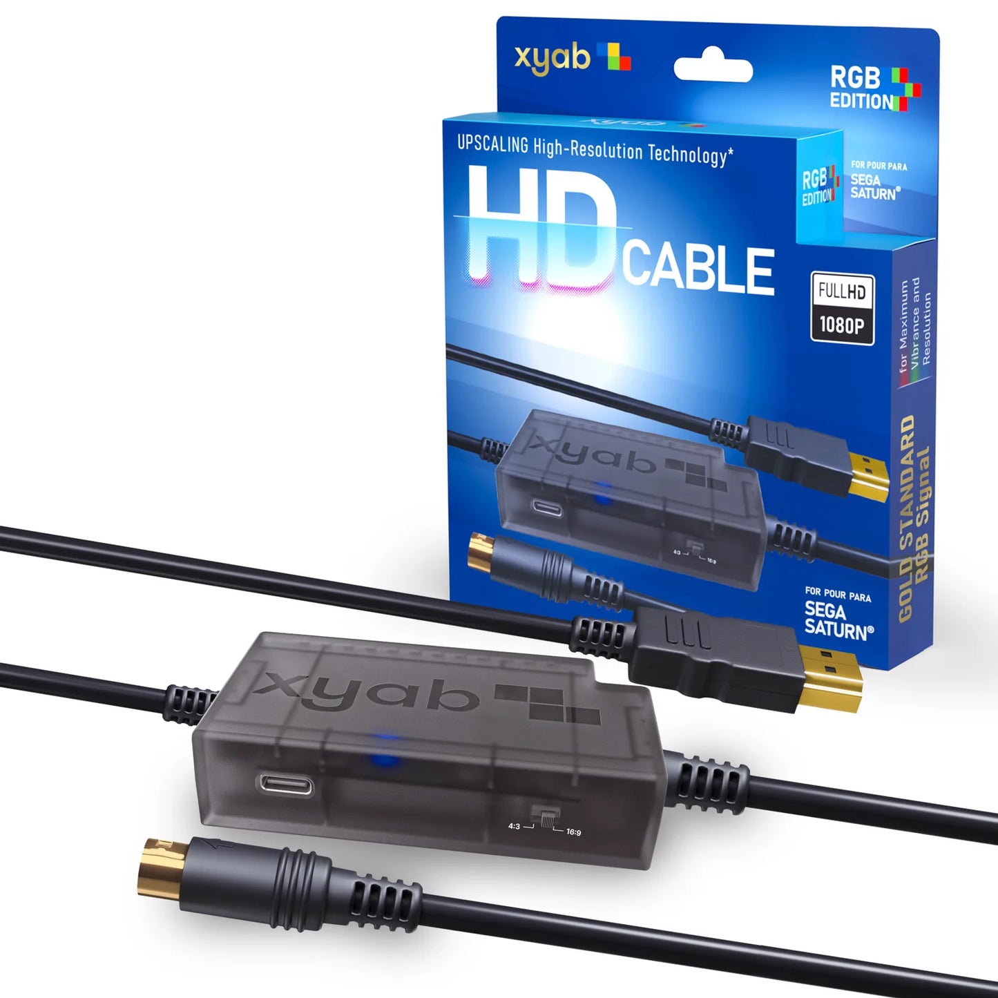 RGB+ HD Link Cable for Sega Saturn high definition gaming cable featuring RGB video output HDMI connectivity crisp retro visuals and enhanced Sega Saturn classic console display quality