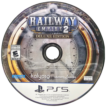 Railway Empire 2 Deluxe Edition PlayStation 5 PS5 for railway strategy simulation video game fans featuring railroad construction train management economic strategy expansive maps historical locomotives route planning city development campaign scenarios and Deluxe Edition content collectible gaming appeal disc