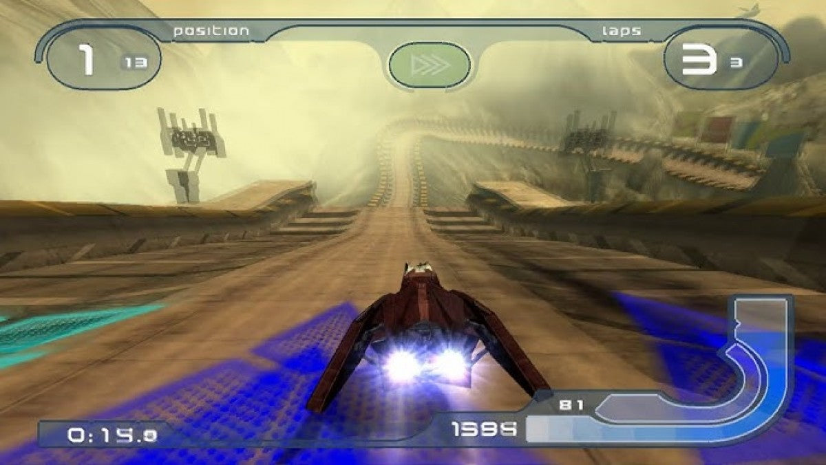 Wipeout Fusion PS2 Sony PlayStation 2 futuristic racing game anti gravity racing hovercraft high speed tracks electronic soundtrack combat racing weapons Psygnosis Studio Liverpool arcade racing PlayStation 2 software video game title gameplay
