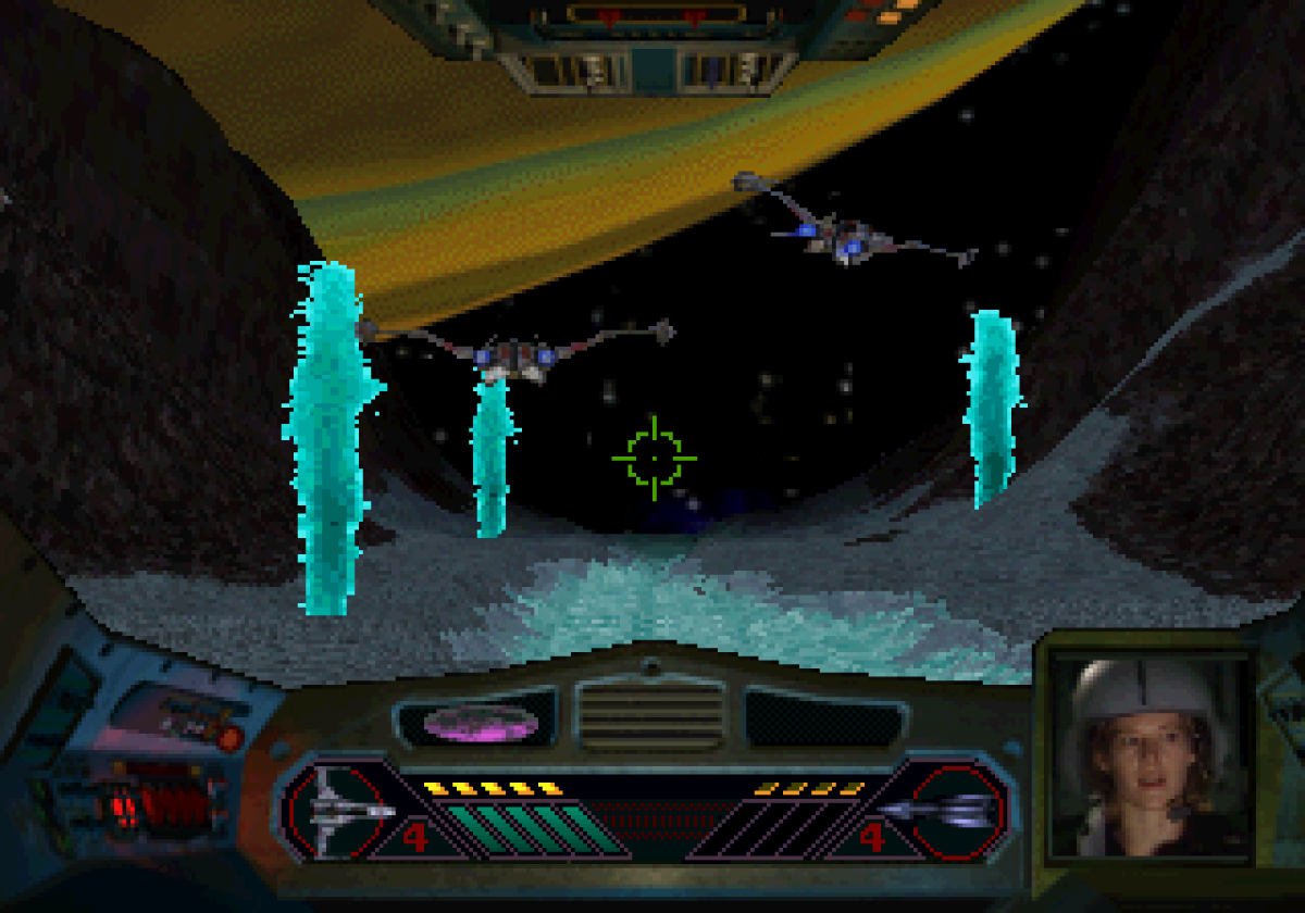 Solar Eclipse Sega Saturn space combat simulator first person starfighter shooter sci fi dogfighting missions cockpit view planetary defense battles cinematic space warfare retro gaming Sega Saturn software video game title gameplay 