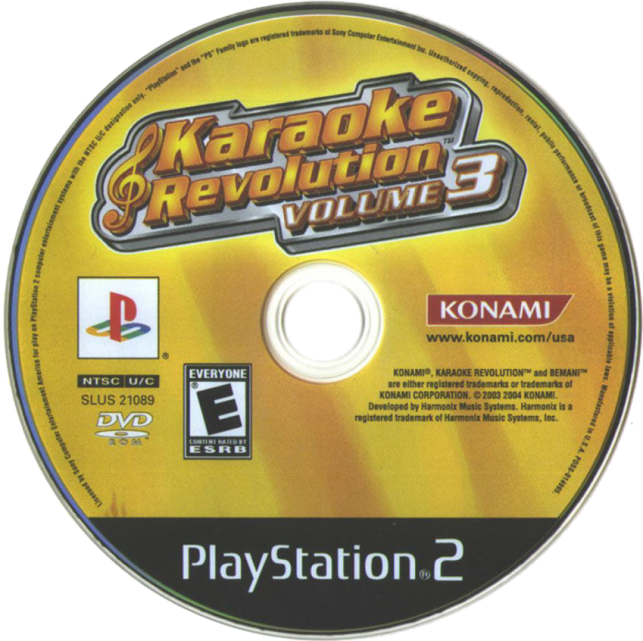 Karaoke Revolution Volume 3 disc for PlayStation 2 (PS2) retro karaoke video game  