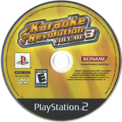 Karaoke Revolution Volume 3 disc for PlayStation 2 (PS2) retro karaoke video game  