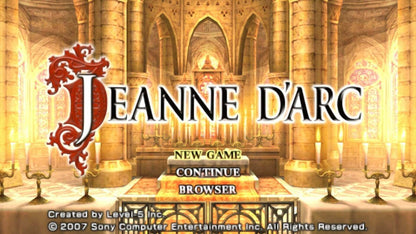 Jeanne d'Arc title page for PlayStation Portable (PSP) strategy role-playing game