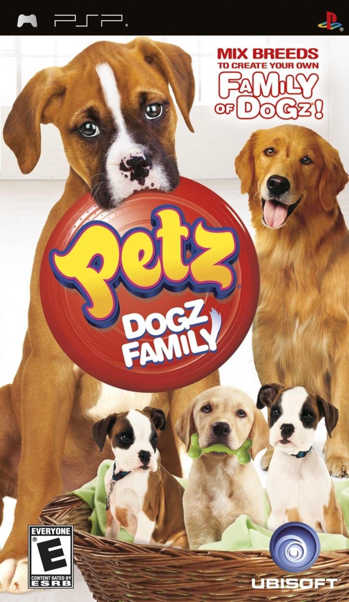 Retro Petz Dogz Family PSP inspired design featuring cute virtual pet simulation aesthetic vintage PlayStation Portable puppy care gameplay family friendly animal interactions colorful casual handheld gaming nostalgia wholesome pet adventure presentation front cover