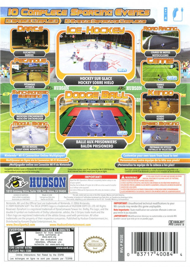 Deca Sports 2 back cover art for Nintendo Wii (Wii) video game