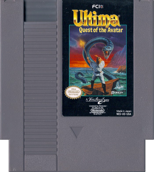 Ultima Quest of the Avatar retro NES video game Ultima fantasy role playing adventure exploration turn based combat classic RPG dungeon crawler console title Nintendo Entertainment System release cartridge
