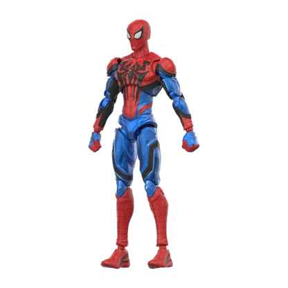 Blokees Marvel Rivals Champion Class 06 Spider Man collectible model kit inspired design featuring dynamic superhero action aesthetic iconic web slinger pose detailed armor style suit components articulated display figure Marvel gaming universe collectible presentation