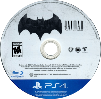 Batman The Telltale Series for PlayStation 4 episodic narrative adventure video game featuring choice driven storytelling cinematic presentation iconic DC characters and immersive dark knight experience disc