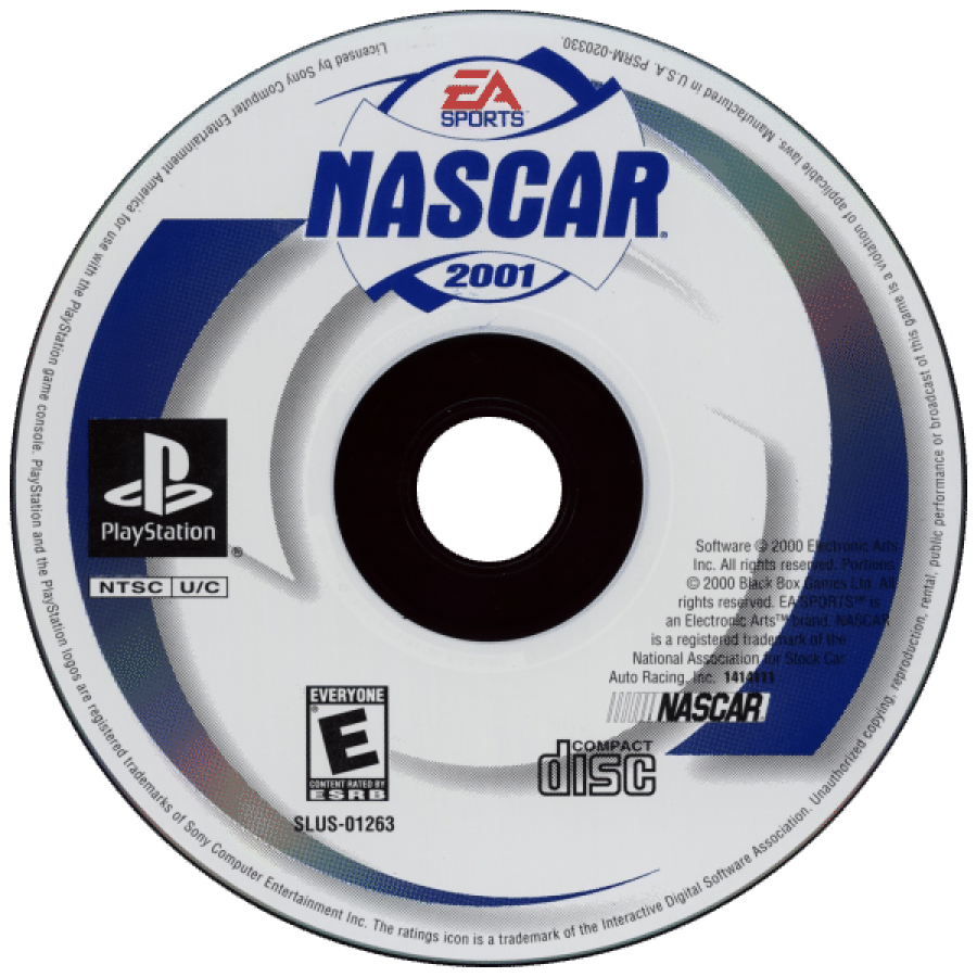 NASCAR 2001 – PlayStation 1 (PS1) retro racing game disc