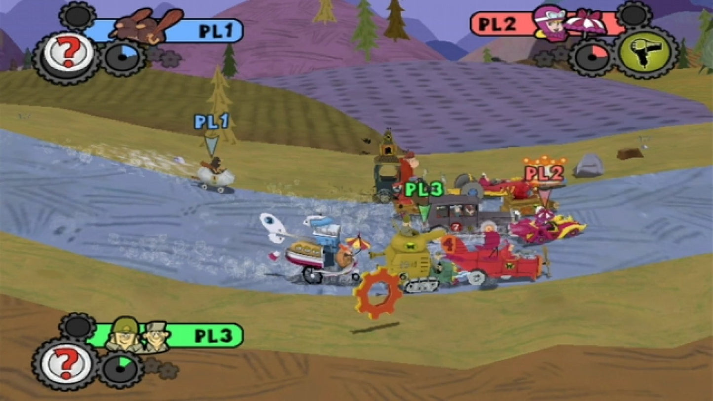 Wacky Races: Crash and Dash gameplay for Nintendo Wii (Wii) featuring cartoon‑style racing with zany vehicles, outrageous traps, and characters from the classic Hanna‑Barbera series