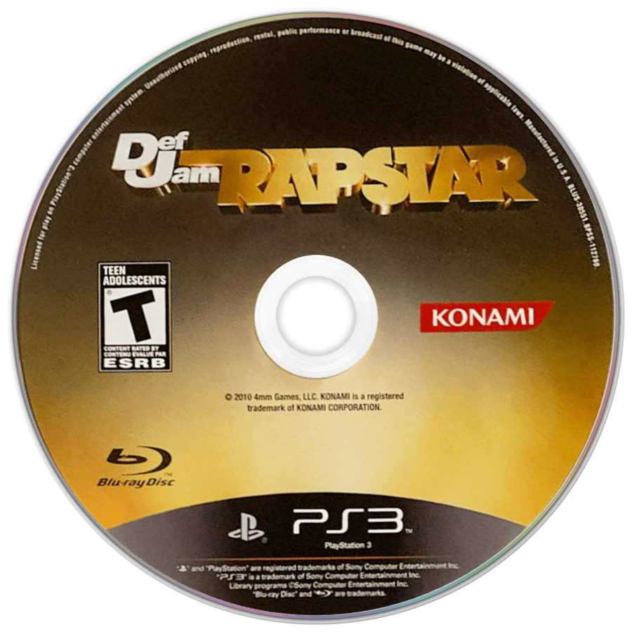 Def Jam Rapstar disc for PlayStation 3 (PS3) video game